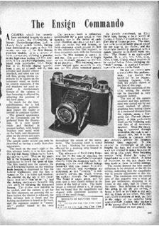Barnet Ensign Ross Commando manual. Camera Instructions.